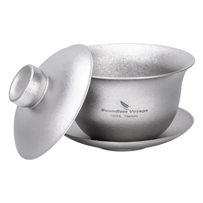 Boundless Voyage 100ml Titanium Gaiwan Traditional Chinese Kung Fu Tea Set with Lid Heat-Resistant Double-Walled Tea Bowl