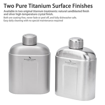 Boundless Voyage 1100ml Pure Titanium Canteen Leakproof Outdoor Water Bottle Ultralight Portable Camping Trekking Flask with Bag Ti3012D