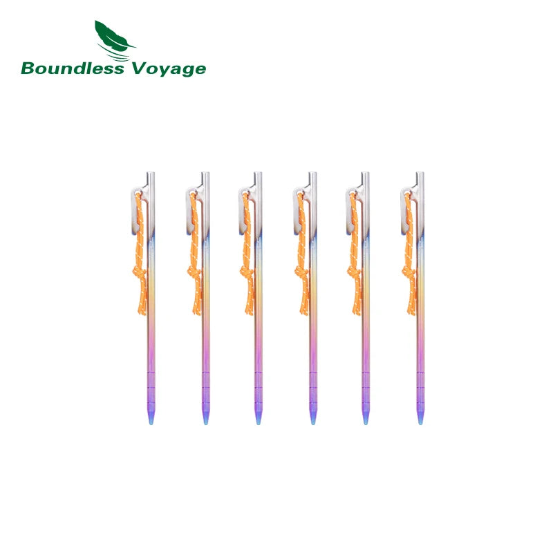 Boundless Voyage 6pcs Titanium Tent Pegs 20cm / 24cm / 30cm / 35cm / 40cm Camping Tent Nails Heavy Duty Hard Ground Stakes Pins Ti4013P