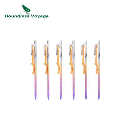 Boundless Voyage 6pcs Titanium Tent Pegs 20cm / 24cm / 30cm / 35cm / 40cm Camping Tent Nails Heavy Duty Hard Ground Stakes Pins Ti4013P