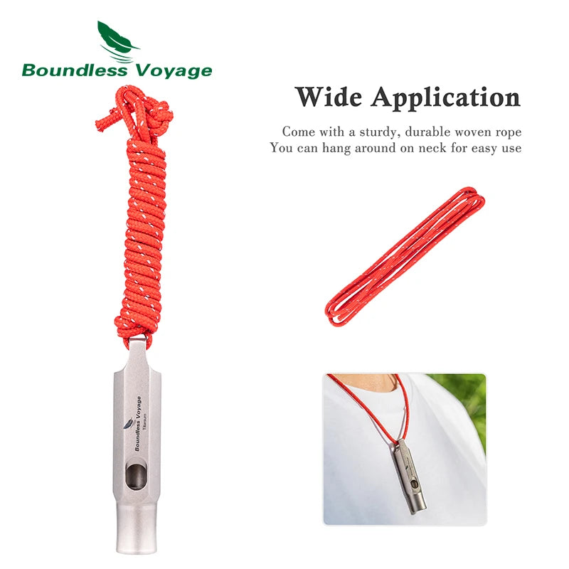 Boundless Voyage 120dB Titanium Whistle Emergency Survival Safety Whistle with Lanyard Loud for Outdoor Camping Coaches Training Ti9015O