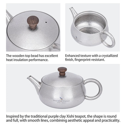 Boundless Voyage 260ml Titanium Teapot with Filter, Chinese Kung Fu Tea Set, Lightweight Portable for Camping Office Home Ti3106D