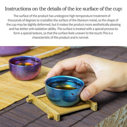 Boundless Voyage Titanium Ice Flower Cup – 30ml, Double-Wall, Unique Crystallized Texture, 4 Colors Ti3082D