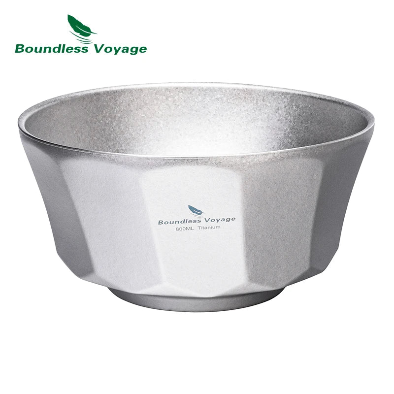 Boundless Voyage 500ml/800ml Double Walled Titanium Bowls Camping Bowl Lightweight Druable Hiking Utensil for Outdoor Dining Ti1174T