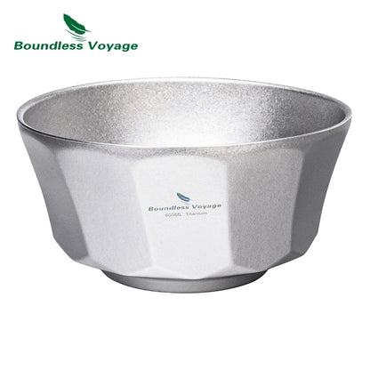 Boundless Voyage 500ml/800ml Double Walled Titanium Bowls Camping Bowl Lightweight Druable Hiking Utensil for Outdoor Dining Ti1174T