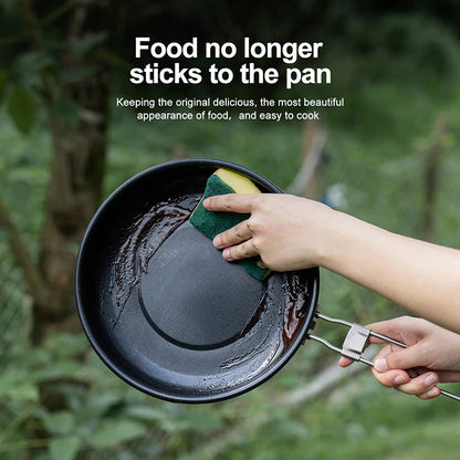Boundless Voyage Titanium Non-stick Frying Pan 18.8cm / 22cm Outdoor Camping Skillet with Folding Handle Lightweight Cookware Ti2069C
