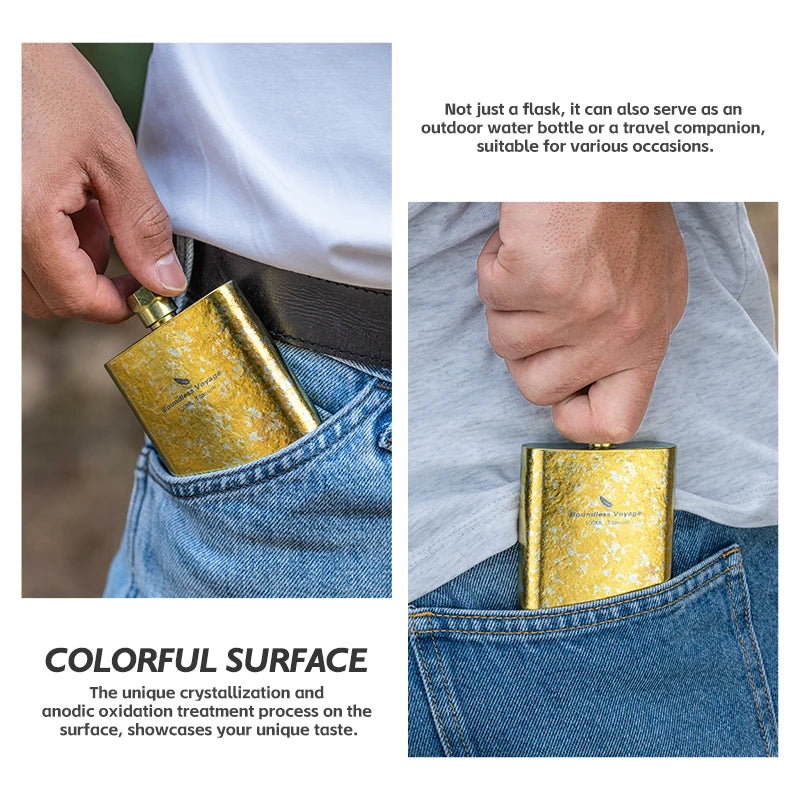 Boundless Voyage Titanium Flask – 100ml, Ergonomic Design, 4 Colors, Leak-Proof Ti3262D