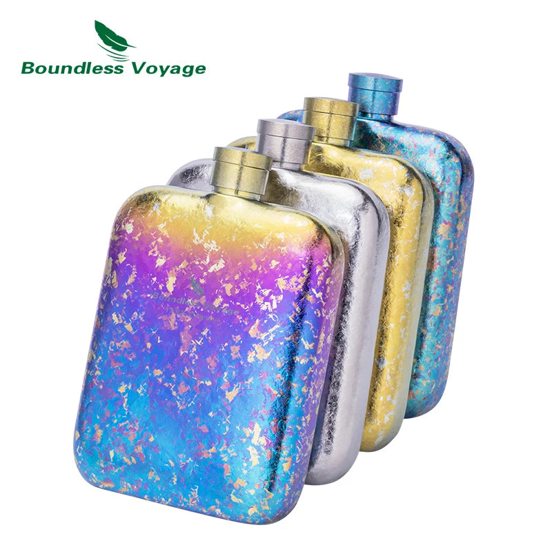 Boundless Voyage 170ml Titanium Hip Flask Liquor Flask Outdoor Travel Camping Ultralight Leakproof Pocket Wine Bottle for Whiskey Vodka Rum Ti3263D