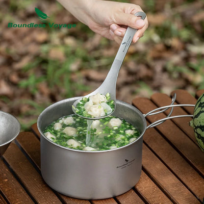 Boundless Voyage Titanium Slotted Spoon Ultralight Kitchen Strainer for Cooking, Noodles, Salad & Hot Pot Fried Food Colander Ti1038A