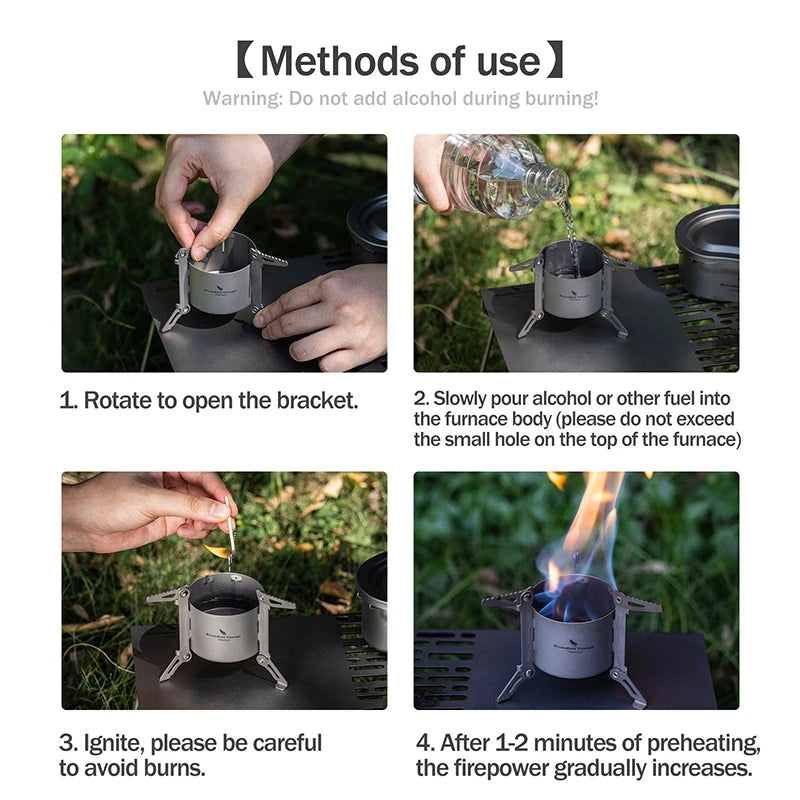 Spirit Stove Camping Titanium Alcohol Burner Mini Backpacking Stove