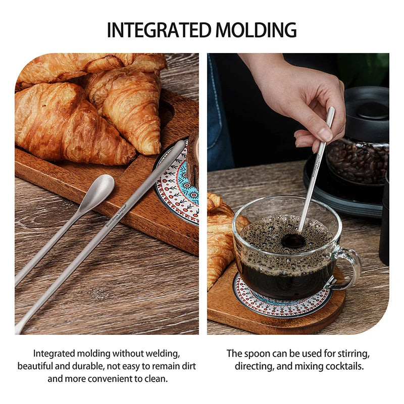 Boundless Voyage Titanium Coffee Spoon Long Handle Tea Spoon Bar Spoon Cocktail Mixing Stirrers for Drink Durable Cutlery Ti1034T / Ti1035T