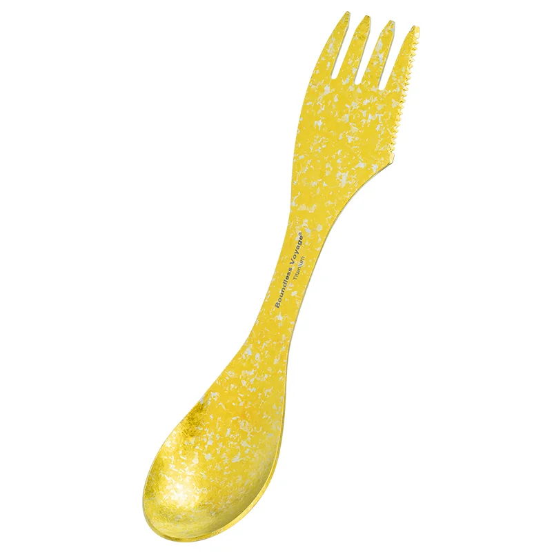 Boundless Voyage Titanium Spork Portable Camping Spoon Fork Knife Ultralight 3 in 1 Utensil Ti1064T