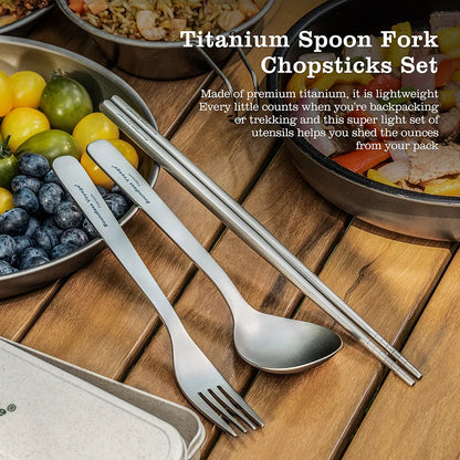 Boundless Voyage Camping Titanium Cutlery Set Outdoor Utensils Long Handle Soup Spoon Fork Chopsticks Ultralight Metal Tableware Ti1070T
