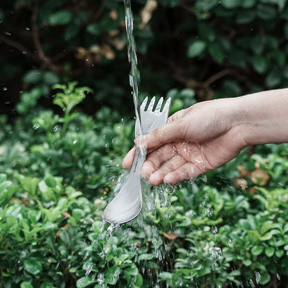 Boundless Voyage Titanium Spork Portable Camping Spoon Fork Knife Ultralight 3 in 1 Utensil Ti1064T