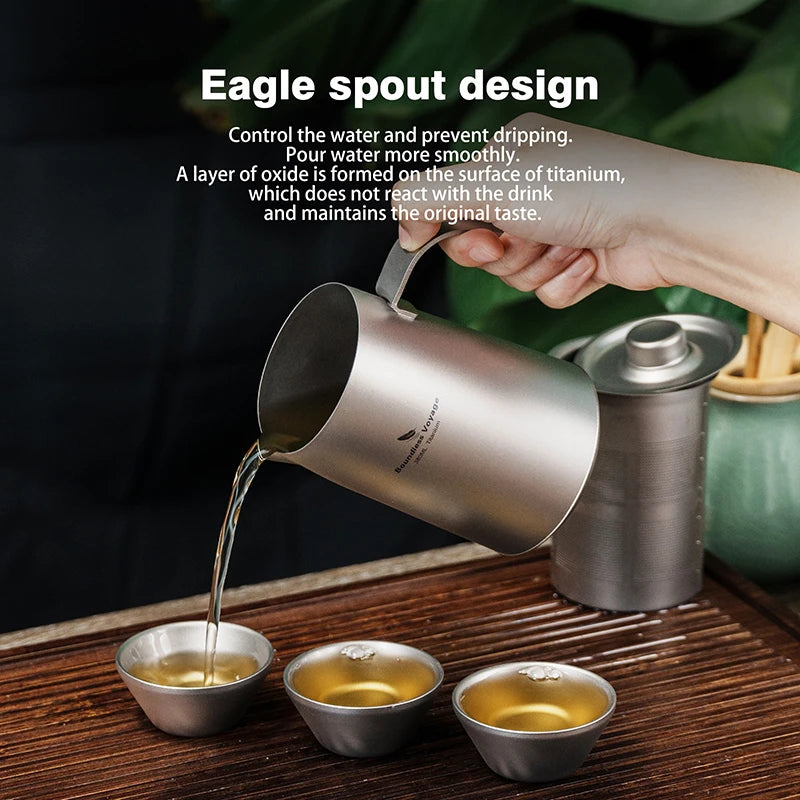 Titanium Travel 380ml Kung Fu Tea Pot Cups Set