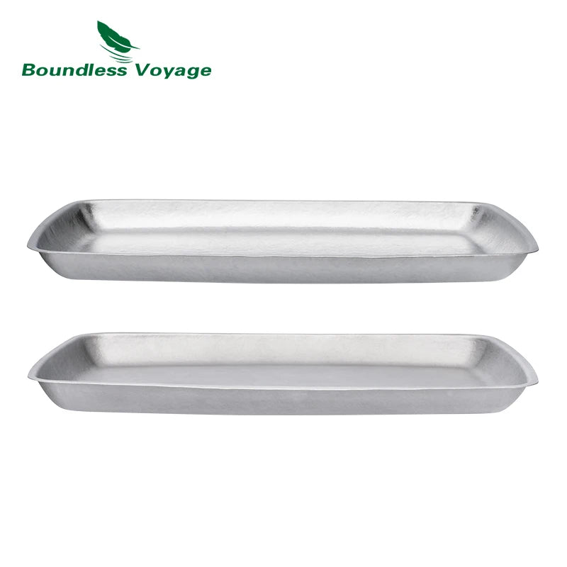 Boundless Voyage Titanium Square Plate Lightweight 186g Large Serving Dishes Platter for Buffets, Appetizers, Dessert, Snacks Ti1149T