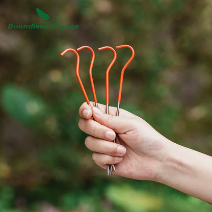 Boundless Voyage Titanium Tent Pegs Stakes 15cm/16.5cm Outdoor Camping Tent Nails Lightweight Elbow Grass Tent Pins