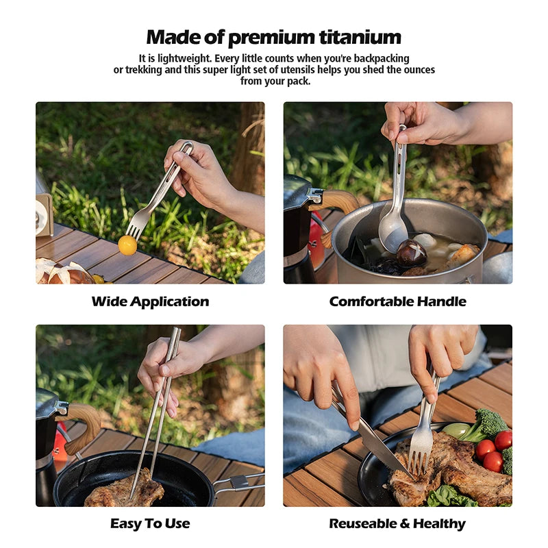 Titanium Knife Spoon Fork Chopsticks Set