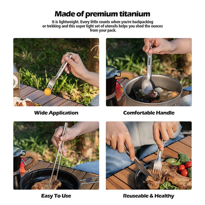 Titanium Knife Spoon Fork Chopsticks Set