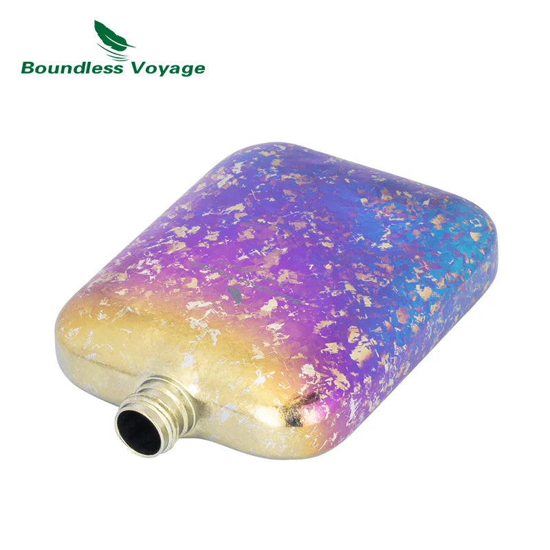 Boundless Voyage 170ml Titanium Hip Flask Liquor Flask Outdoor Travel Camping Ultralight Leakproof Pocket Wine Bottle for Whiskey Vodka Rum Ti3263D