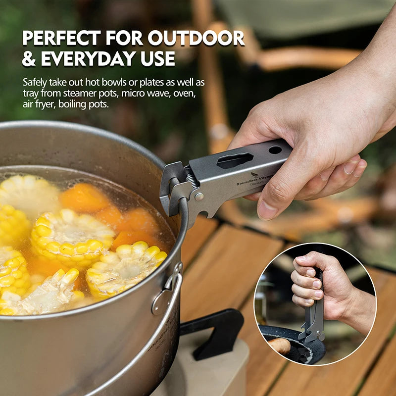 Boundless Voyage Titanium Hot Plate Gripper Anti-Scalding Bowl Dish Clips Non-Slip Tongs Clamp Multifunctional Kitchen Tool Ti1015T