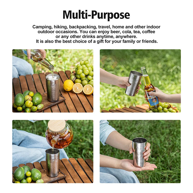 Boundless Voyage 10oz (300ml) Titanium Cup Ultralight Double Wall Insulated Beer Coffee Tea Juicy Mug for Camping Picnic Home Ti3246D