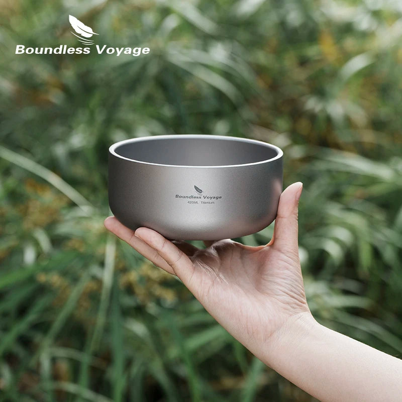 Boundless Voyage Titanium Bowl Set 200ml & 420ml | Lightweight Stackable Camping Bowls for Family | Anti-Scald Outdoor Tableware Ti1084T