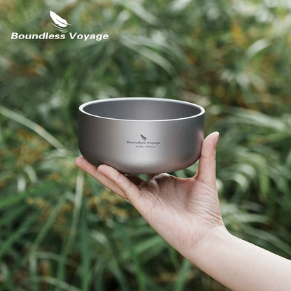 Boundless Voyage Titanium Bowl Set 200ml & 420ml | Lightweight Stackable Camping Bowls for Family | Anti-Scald Outdoor Tableware Ti1084T