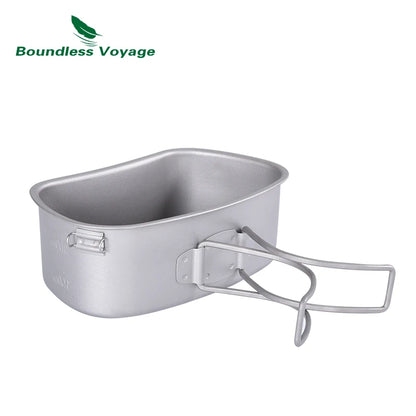 Boundless Voyage Titanium Military Canteen Cups Set 1100ml+750ml+400ml with Lid Chain Camping Cookware Outdoor Cooking Kit