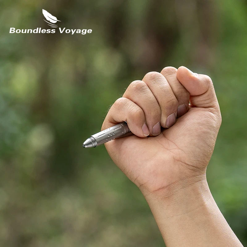 Boundless Voyage 3-in-1 Titanium Multifunctional Whistle Pen 120dB Outdoor Car Window Breaker Survival Tool Ti9025O