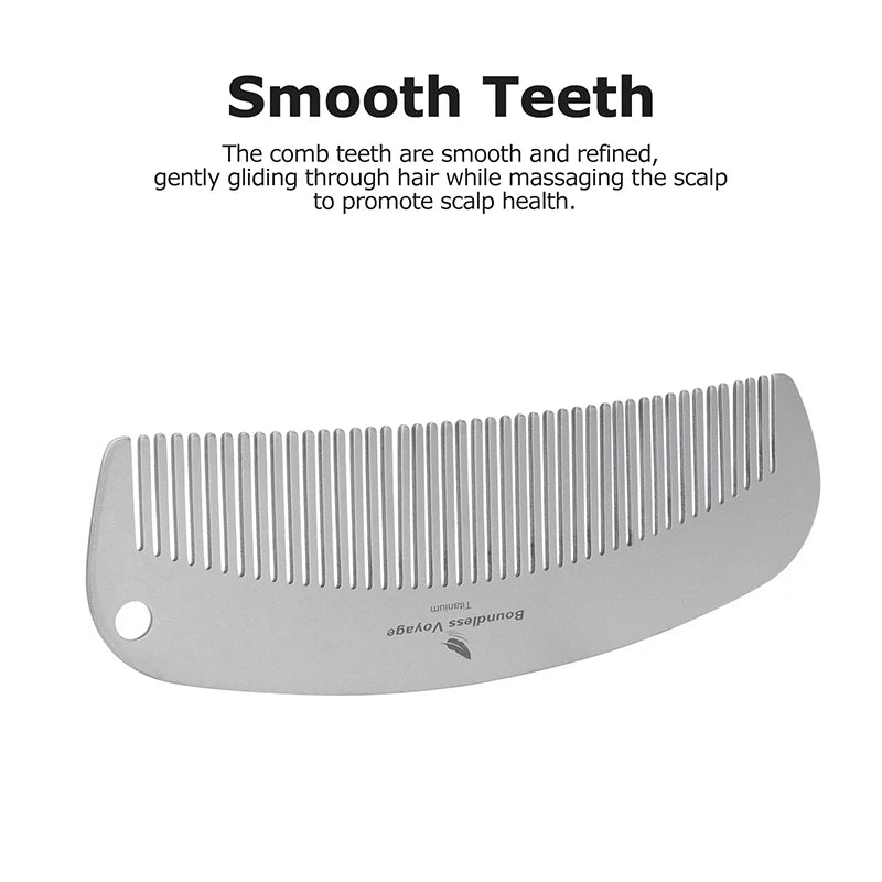 Boundless Voyage Titanium Hair Beard Comb Anti-Static Pocket Comb for Unisex, 2mm Thick, for Home Travel Ti9011B