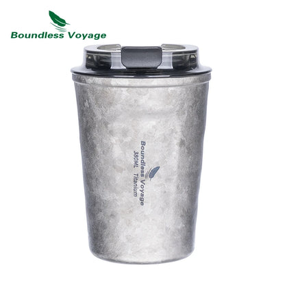 Boundless Voyage 380ml / 500ml Titanium Travel Coffee Tea Drinking Cup Double Wall Vacuum Insulated Water Mug Thermos with Lid Ti3235D/Ti3235A