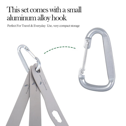 Boundless Voyage Titanium Camping Cutlery Set Ultralight Spoon Fork Knife with Opener Hook Portable Utensil for Outdoor Backpacking Travel Hiking Ti1078T