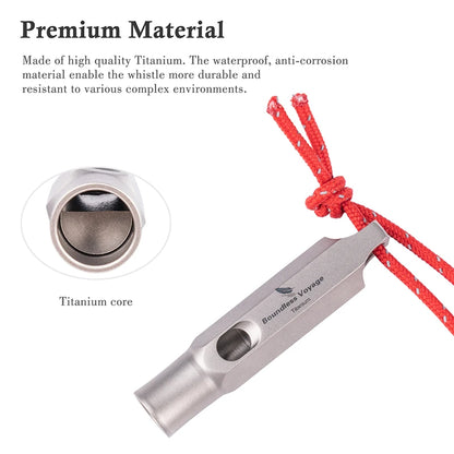 Boundless Voyage 120dB Titanium Whistle Emergency Survival Safety Whistle with Lanyard Loud for Outdoor Camping Coaches Training Ti9015O