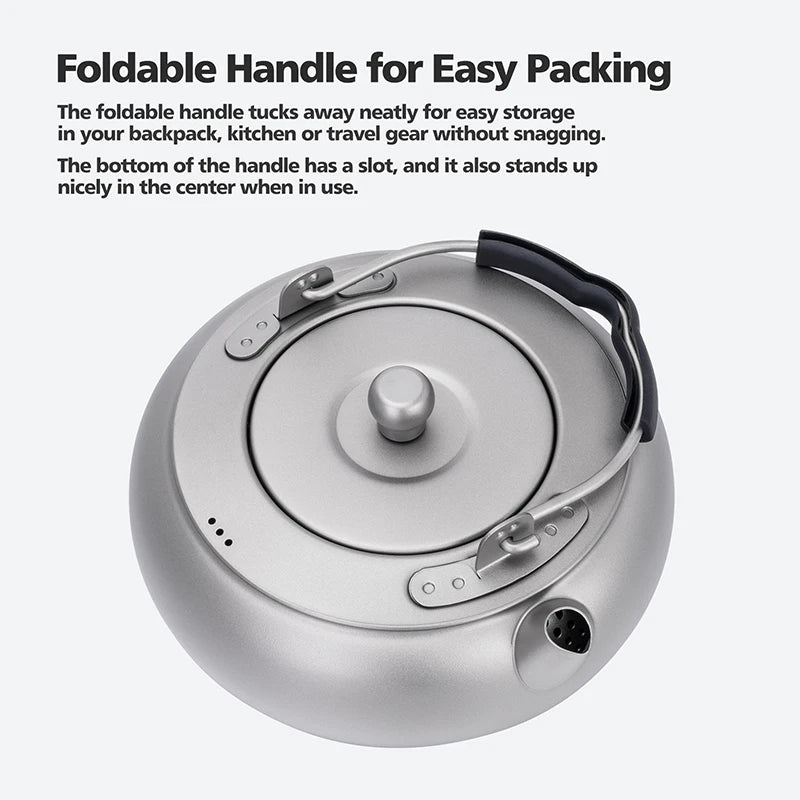 Boundless Voyage 600ml Titanium Camping Kettle Lightweight Compact Tea Pot with Built-in Filter for Outdoor Backpacking Hiking Ti3105D