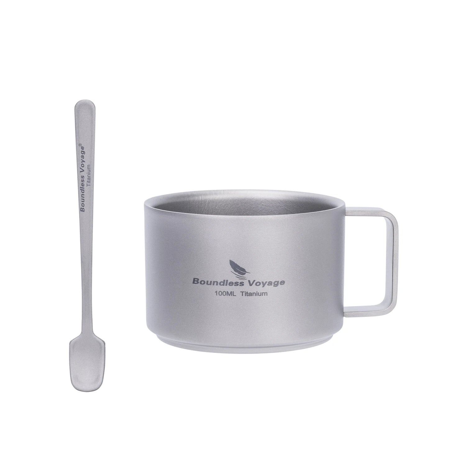 Boundless Voyage Titanium Espresso Cup 100ml Mini Double Wall Tea Coffee Mug Druable Metal Drinkware for Travel Home Office Ti3085D