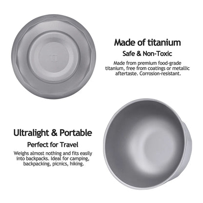Boundless Voyage 500ml/800ml Double Walled Titanium Bowls Camping Bowl Lightweight Druable Hiking Utensil for Outdoor Dining Ti1174T