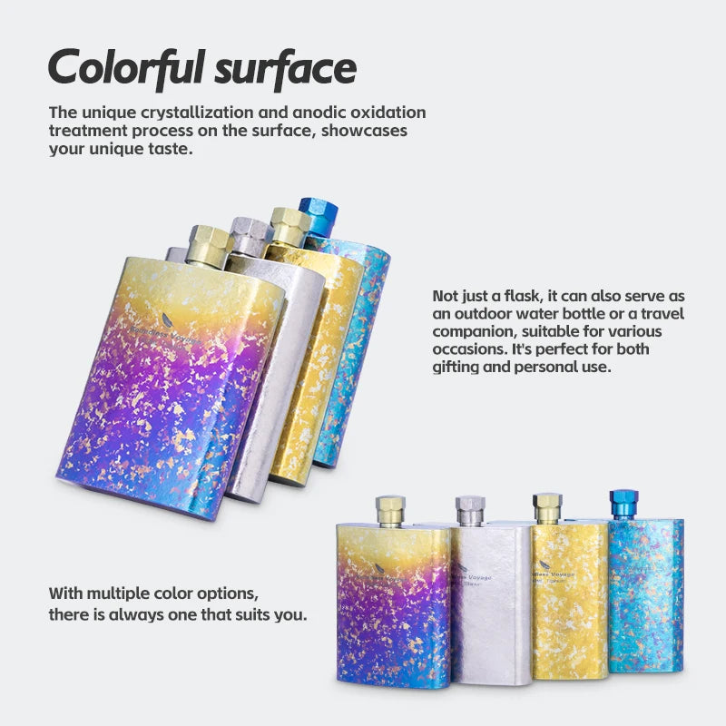 Boundless Voyage Titanium Flask – 100ml, Ergonomic Design, 4 Colors, Leak-Proof Ti3262D
