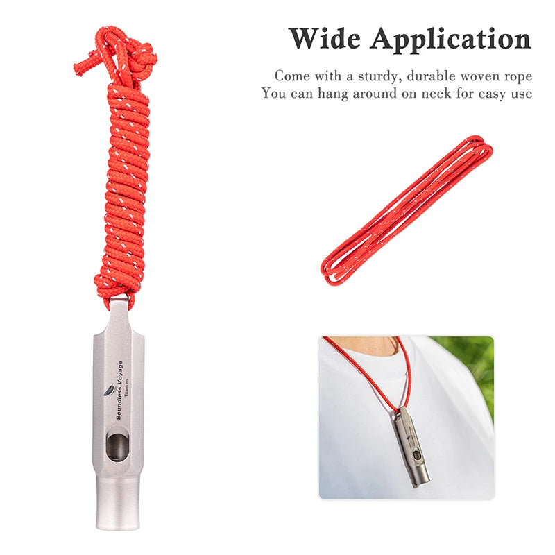 Boundless Voyage 120dB Titanium Whistle Emergency Survival Safety Whistle with Lanyard Loud for Outdoor Camping Coaches Training Ti9015O