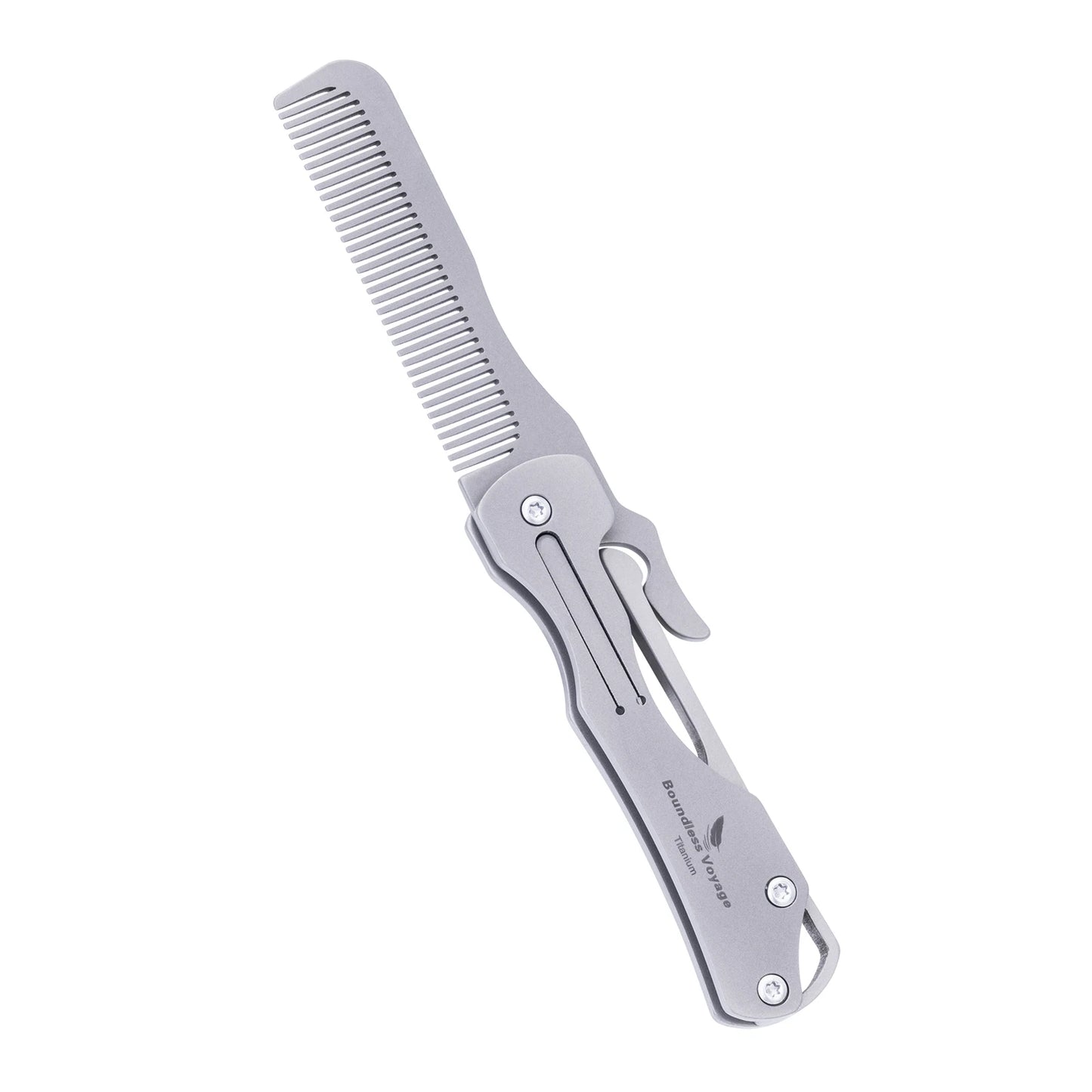 Boundless Voyage Titanium Folding Comb – Dual-Purpose Grooming & Self-Defense Tool Ti9011O