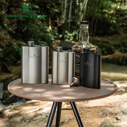 Titanium Hip Flask 180ml / 240ml Whiskey Vodka Wine Pot