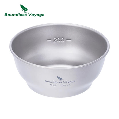 Boundless Voyage Titanium Plates Bowls Set Outdoor Camping Side Dishes Lightweight Tableware for Backpacking Travel Ti1109T