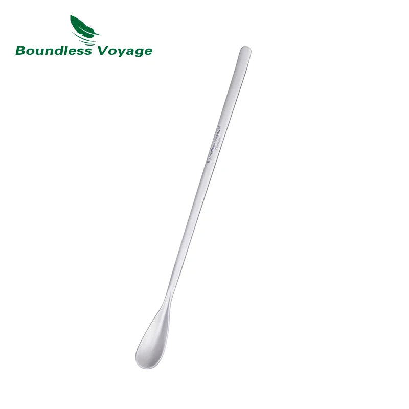 Boundless Voyage Titanium Coffee Spoon Long Handle Tea Spoon Bar Spoon Cocktail Mixing Stirrers for Drink Durable Cutlery Ti1034T / Ti1035T