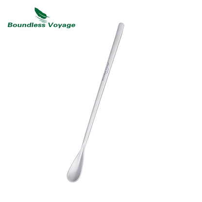 Boundless Voyage Titanium Coffee Spoon Long Handle Tea Spoon Bar Spoon Cocktail Mixing Stirrers for Drink Durable Cutlery Ti1034T / Ti1035T