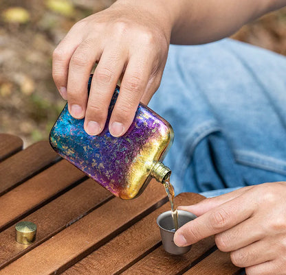 Boundless Voyage 170ml Titanium Hip Flask Liquor Flask Outdoor Travel Camping Ultralight Leakproof Pocket Wine Bottle for Whiskey Vodka Rum Ti3263D