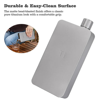 Boundless Voyage 400ml Titanium Flask Leakproof Metal Liquor Wine Bottle Ultralight for Camping & Travel Gift for Men Ti3267D