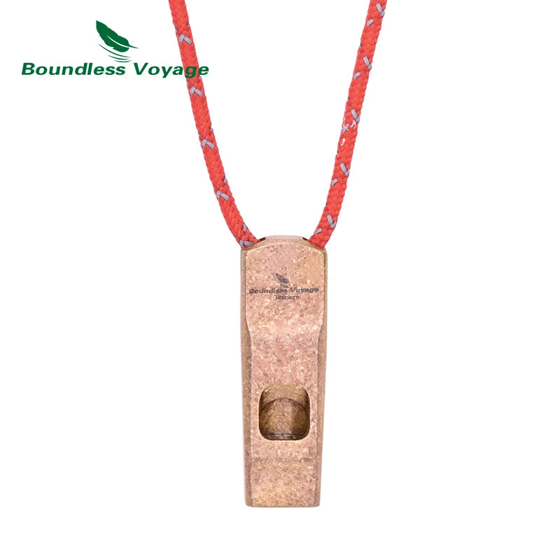 Boundless Voyage Titanium Whistle 120dB Emergency Survival Safety Gear Camping Loud Signal Whistle with Lanyard Ti9020O