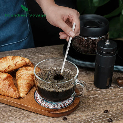 Boundless Voyage Titanium Stirring Spoon Long Handle Tea Coffee Bar Cocktail Mixing Stirrers for Drink Durable Cutlery Ti1034T / Ti1035T