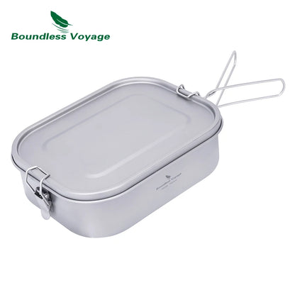 Boundless Voyage Titanium Bento with Lid & Handle Outdoor Camping Dinner Box Portable Cookware Leak Proof Lunch Box Container Ti2083C