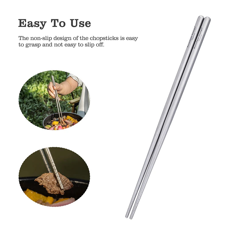 Boundless Voyage Camping Titanium Cutlery Set Outdoor Utensils Long Handle Soup Spoon Fork Chopsticks Ultralight Metal Tableware Ti1070T